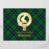 Carte Postale D'invitation À Feuilles D'aluminium Clan Armstrong Crest over Tartan (Recto)