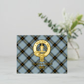 Carte Postale D'invitation À Feuilles D'aluminium Clan Bell Crest over Tartan (Debout devant)