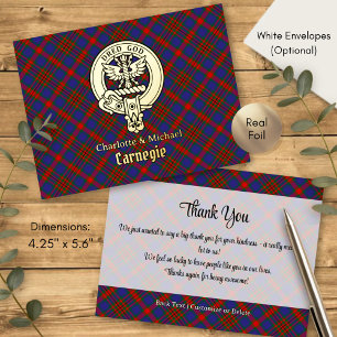 Carte Postale D'invitation À Feuilles D'aluminium Clan Carnegie Crête sur Tartan
