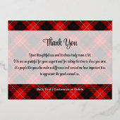 Carte Postale D'invitation À Feuilles D'aluminium Clan Cunningham Crest over Tartan (Verso)