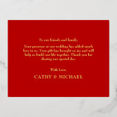 Carte Postale D'invitation À Feuilles D'aluminium Classic élégant chinois mariage floral merci (Verso)