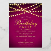Carte Postale D'invitation À Feuilles D'aluminium Classy Elegant String Lights 60e anniversaire fête (Recto)