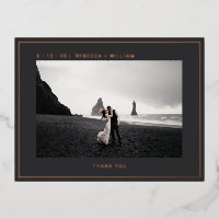 Cool Rose Gold Dark Grey Photo Mariage Merci