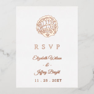 Carte Postale D'invitation À Feuilles D'aluminium Coquillages Rustiques Marine Océan Plage Mariage R