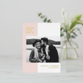 Carte Postale D'invitation À Feuilles D'aluminium Couleur rose pâle bloc Photo moderne Enregistrer l (Debout devant)