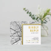 Carte Postale D'invitation À Feuilles D'aluminium Détroit, Michigan Love Locator | Réponse RSVP (Debout devant)