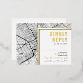 Carte Postale D'invitation À Feuilles D'aluminium Détroit, Michigan Love Locator | Réponse RSVP (Recto/Verso)