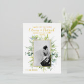 Carte Postale D'invitation À Feuilles D'aluminium Eau de verdure eucalyptus avec photo (Debout devant)