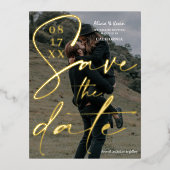 Carte Postale D'invitation À Feuilles D'aluminium Écriture moderne en noir blanc gras enregistrer la (Recto)