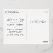 Carte Postale D'invitation À Feuilles D'aluminium Élégance classique photo horizontale Enregistrer l (Verso)