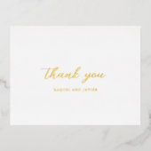 Carte Postale D'invitation À Feuilles D'aluminium Elegant Classic Wedding Foil Thank You Card (Recto)