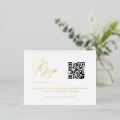 Carte Postale D'invitation À Feuilles D'aluminium Elégant Code QR Mariage RSVP (Debout devant)