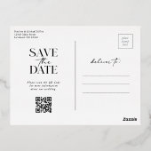 Carte Postale D'invitation À Feuilles D'aluminium Élégant Enregistrer La Date (Verso)
