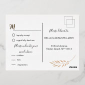 Carte Postale D'invitation À Feuilles D'aluminium Elégant Floral Botaniqe Gold Foil Mariage RSVP (Verso)