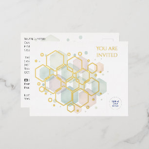 Carte Postale D'invitation À Feuilles D'aluminium Élégant Gold Foil Corporate Party Minimaliste