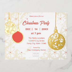 Carte Postale D'invitation À Feuilles D'aluminium Elégant Goldfoil Moderne Festif Entreprise Festive