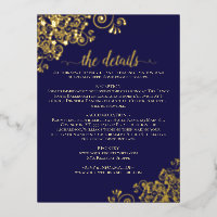 Elegant Marine Blue & Gold Foil Mariage Détails Ca