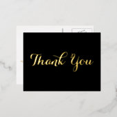 Carte Postale D'invitation À Feuilles D'aluminium Elégant noir Faux Gold Script Mariage Merci (Recto/Verso)