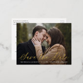 Carte Postale D'invitation À Feuilles D'aluminium Élégante calligraphie Script Photo Enregistrer la (Recto/Verso)