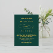 Carte Postale D'invitation À Feuilles D'aluminium Émeraude verte et Mariage d'or (Debout devant)