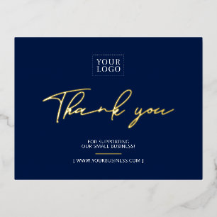 Carte Postale D'invitation À Feuilles D'aluminium Encart de remerciement du logo commercial de la Ma