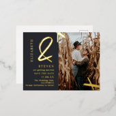 Carte Postale D'invitation À Feuilles D'aluminium Esperge d'or moderne et mariage photo enregistrer (Recto/Verso)