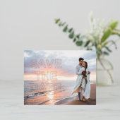 Carte Postale D'invitation À Feuilles D'aluminium Événement à Sauvegarder pour un Mariage avec Photo (Debout devant)