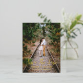 Carte Postale D'invitation À Feuilles D'aluminium Faire part de bois rustique (Debout devant)