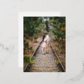 Carte Postale D'invitation À Feuilles D'aluminium Faire part de bois rustique (Recto/Verso)