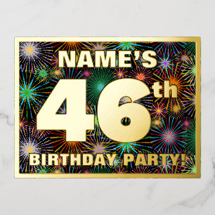 Carte Postale D'invitation À Feuilles D'aluminium Fête du 46e anniversaire : Téméraire, coloré Feu d