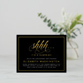 Carte Postale D'invitation À Feuilles D'aluminium Gold & Black Surprise Anniversaire (Debout devant)