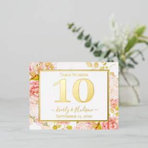 Carte Postale D'invitation À Feuilles D'aluminium Gold Foil Floral rose Gold Bordure Mariage RSVP