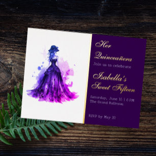 Carte Postale D'invitation À Feuilles D'aluminium Gothique Glam Quince