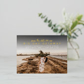 Carte Postale D'invitation À Feuilles D'aluminium Grand jour escapade destination mariage enregistre (Debout devant)