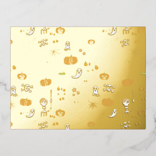 Carte Postale D'invitation À Feuilles D'aluminium Halloween