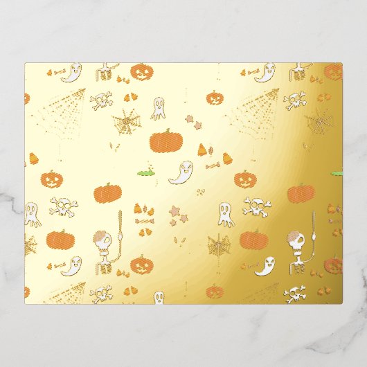Carte Postale D'invitation À Feuilles D'aluminium Halloween (Recto)