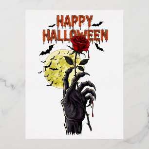 Carte Postale D'invitation À Feuilles D'aluminium halloween