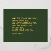 Carte Postale D'invitation À Feuilles D'aluminium Irish Blessing Sage Green St Patrick's Day Gold (Recto)