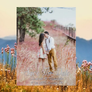 Carte Postale D'invitation À Feuilles D'aluminium Jardin Pays Enregistrer La Date