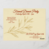 Carte Postale D'invitation À Feuilles D'aluminium Jaune pâle et feuille d'or graphique Anniversaire (Verso)