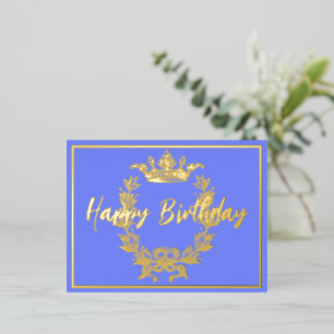 Carte Postale D'invitation À Feuilles D'aluminium Joyeux Anniversaire Couronne Vintage