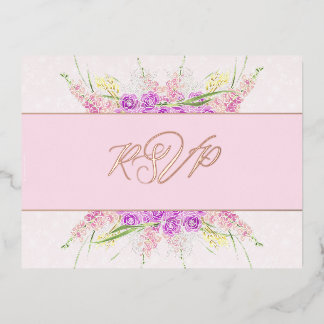 Carte Postale D'invitation À Feuilles D'aluminium La Boca Vendretti Ruban Rose-RSVP Feuille de métal