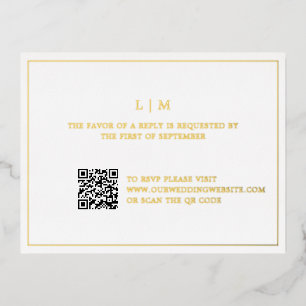 Carte Postale D'invitation À Feuilles D'aluminium Lauren Monogram Mariage élégant