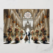 Carte Postale D'invitation À Feuilles D'aluminium Mariage (Recto)