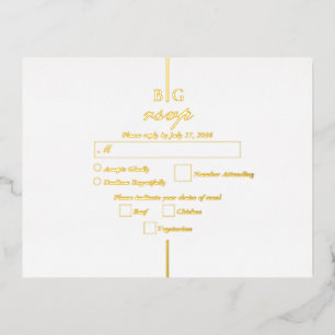 Carte Postale D'invitation À Feuilles D'aluminium Mariage de Monogramme de Real Gold Foil RSVP