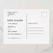 Carte Postale D'invitation À Feuilles D'aluminium Mariage De Script Moderne Simple Enregistrer La Da (Verso)