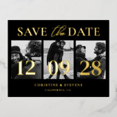 Carte Postale D'invitation À Feuilles D'aluminium Mariage De Script Moderne Simple Enregistrer La Da (Recto)