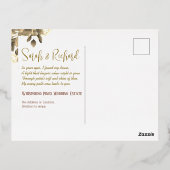 Carte Postale D'invitation À Feuilles D'aluminium Mariage Emerald Green Gold (Verso)