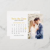 Carte Postale D'invitation À Feuilles D'aluminium Mariage Enregistrer la photo Calendrier Date (Recto/Verso)