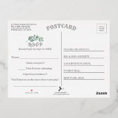 Carte Postale D'invitation À Feuilles D'aluminium Mariage géométrique Eucalyptus RSVP Real (Verso)